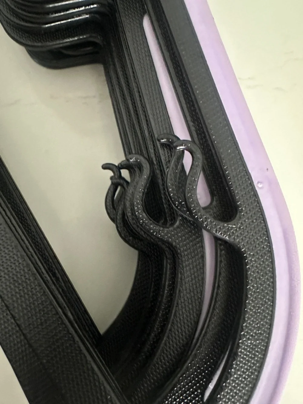 Non-Brand Black and Lavender Non-Slip Plastic Closet Hangers - 12 Pack